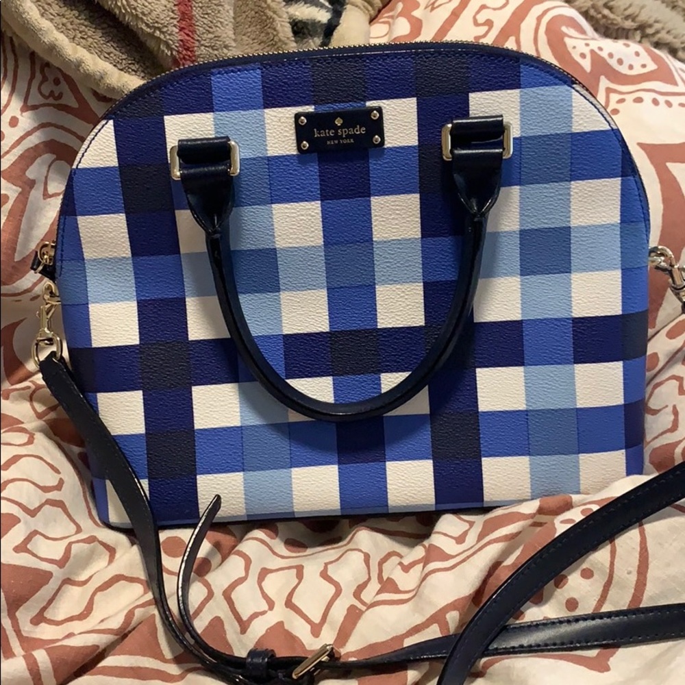 Kate Spade blue gingham crossbody